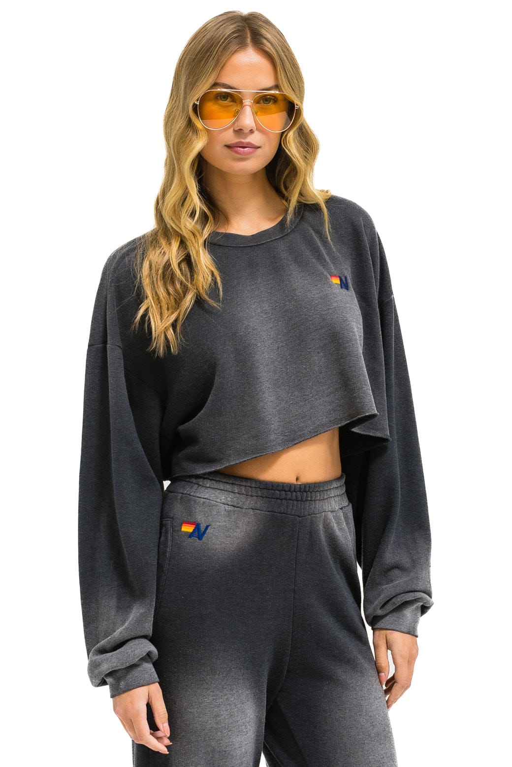ESSENTIAL CROPPED CREW SWEATSHIRT RELAXED - FADED SMOKE - Image 3