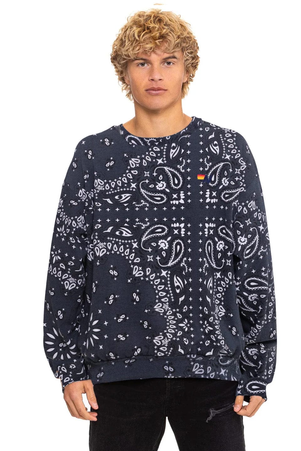 BANDANA RELAXED CREW SWEATSHIRT - CHARCOAL - Image 2