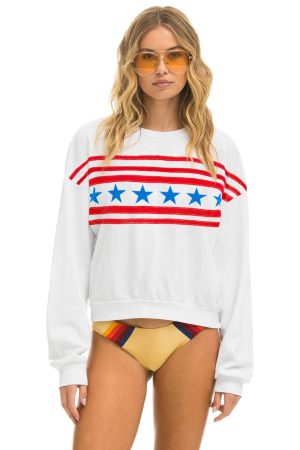 STARS RELAXED CREW SWEATSHIRT - WHITE // USA