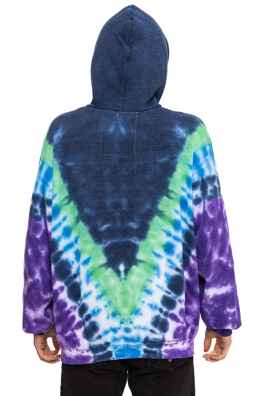HAND DYED V RELAXED PULLOVER HOODIE - TIE DYE MIDNIGHT // PURPLE - Image 10