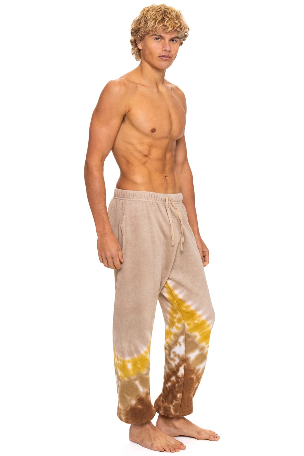 HAND DYED V SWEATPANTS - TIE DYE SAND // CINNAMON - Image 5