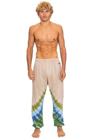 HAND DYED V SWEATPANTS - TIE DYE SAND // BLUE GREEN
