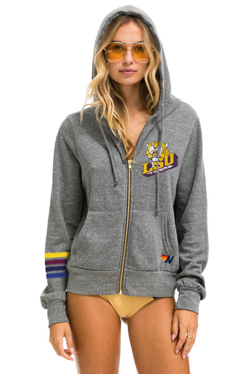 LSU BOLT ZIP HOODIE - HEATHER GREY - Image 3