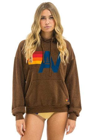 LOGO PULLOVER RELAXED HOODIE - CHOCOLATE