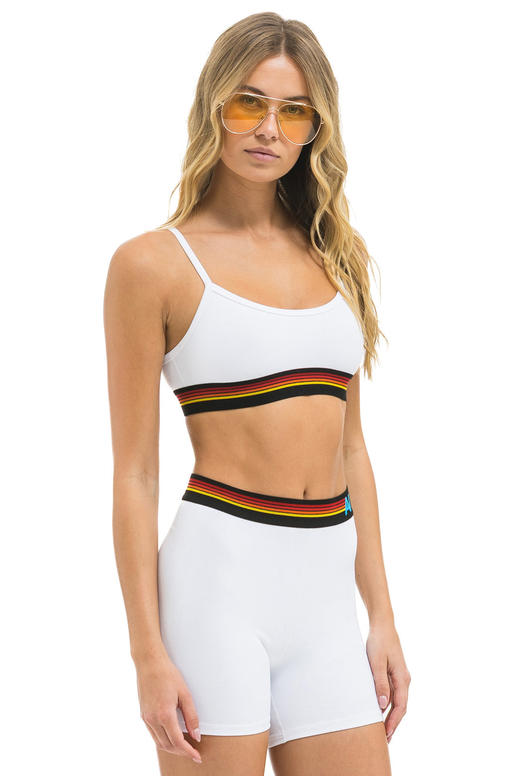 LOGO 4 INCH HI-RISE BIKER SHORT - WHITE - Image 4