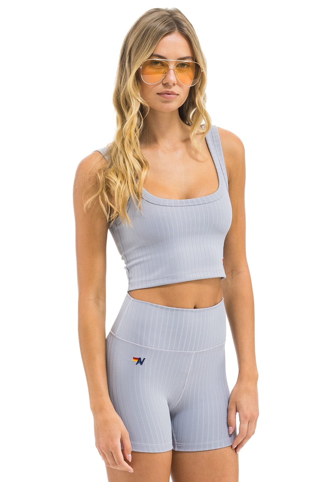WIDE RIB WOMEN'S SCOOP BACK SPORTS TANK - LIGHT GREY - Image 4