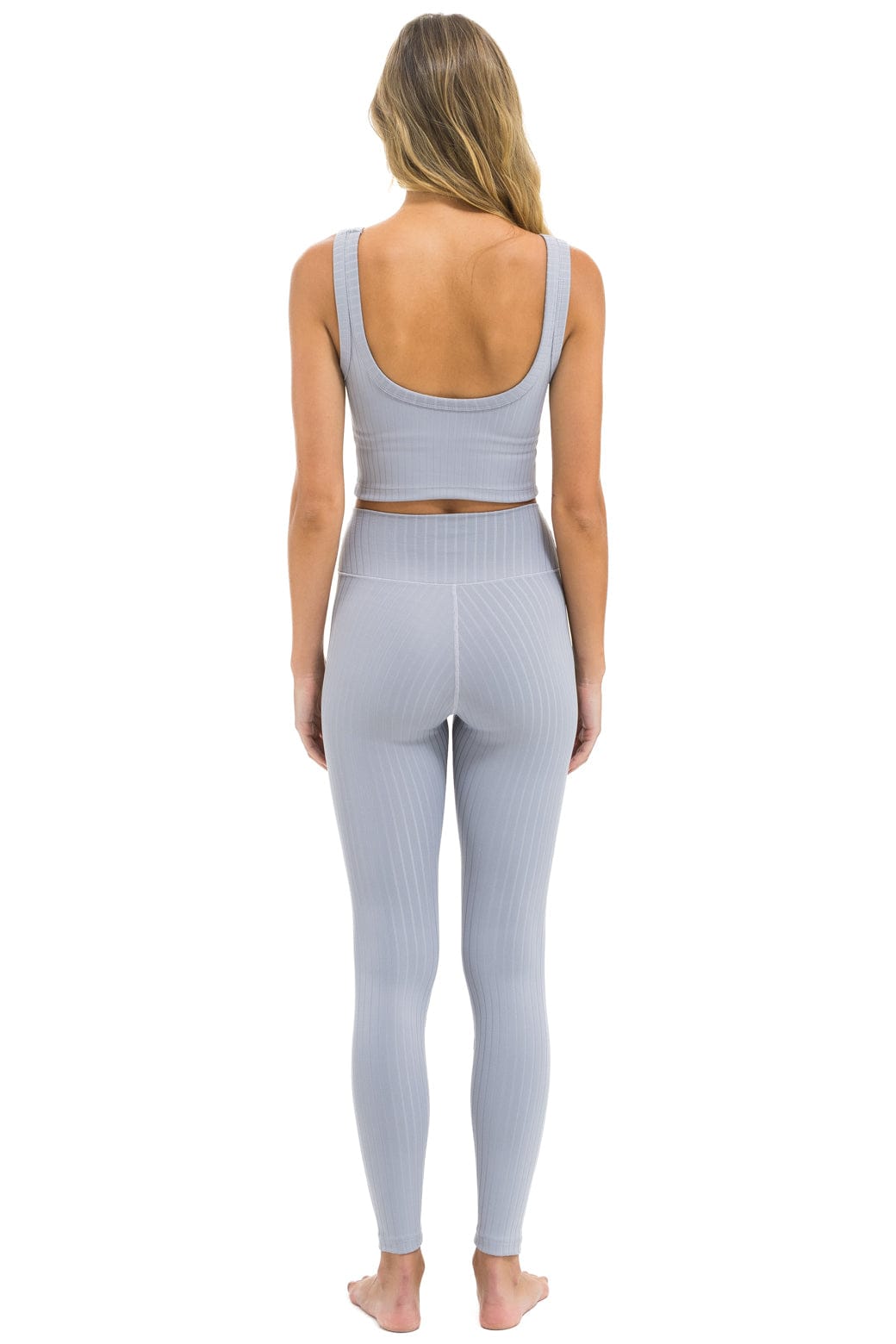 WIDE RIB FULL LENGTH HI-RISE LEGGINGS - LIGHT GREY - Image 3