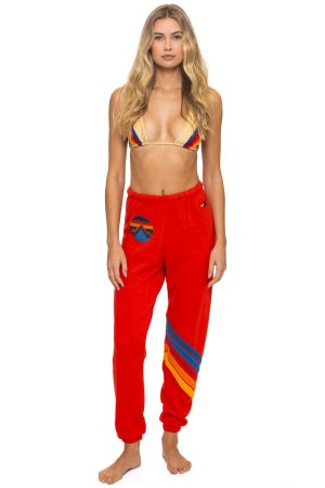 ALL SEASONS CIRCLE CHEVRON SWEATPANTS - RED