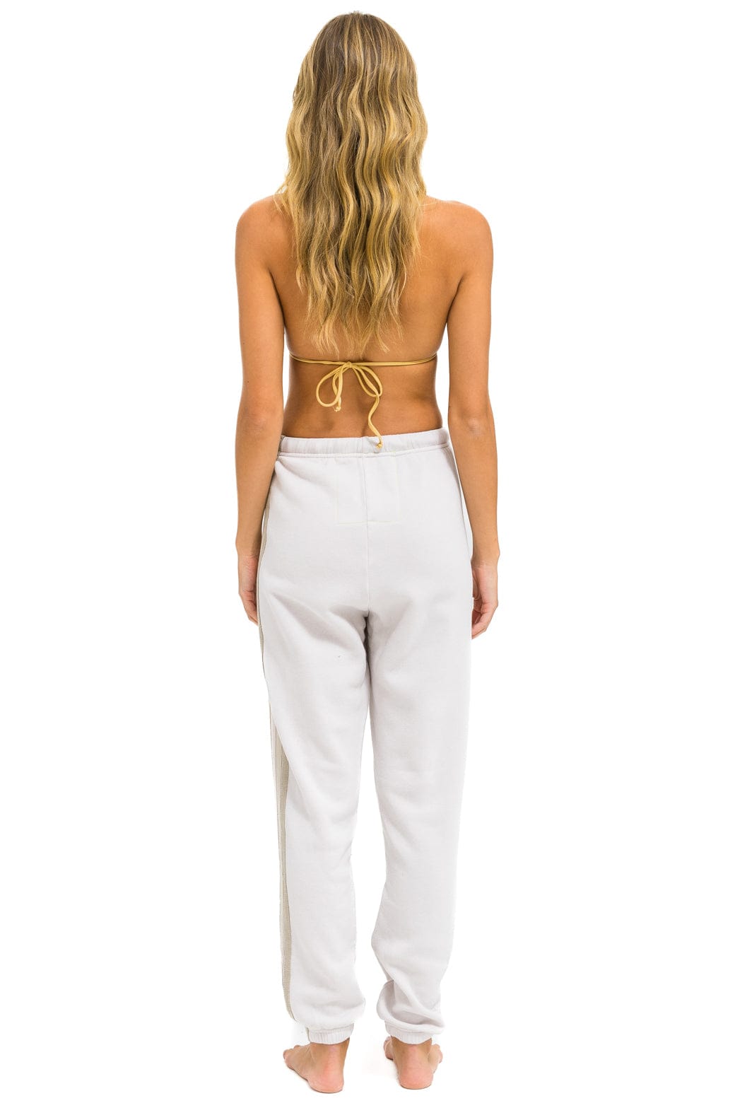 5 STRIPE SWEATPANTS - DOVE // WHITE // GREY - Image 4