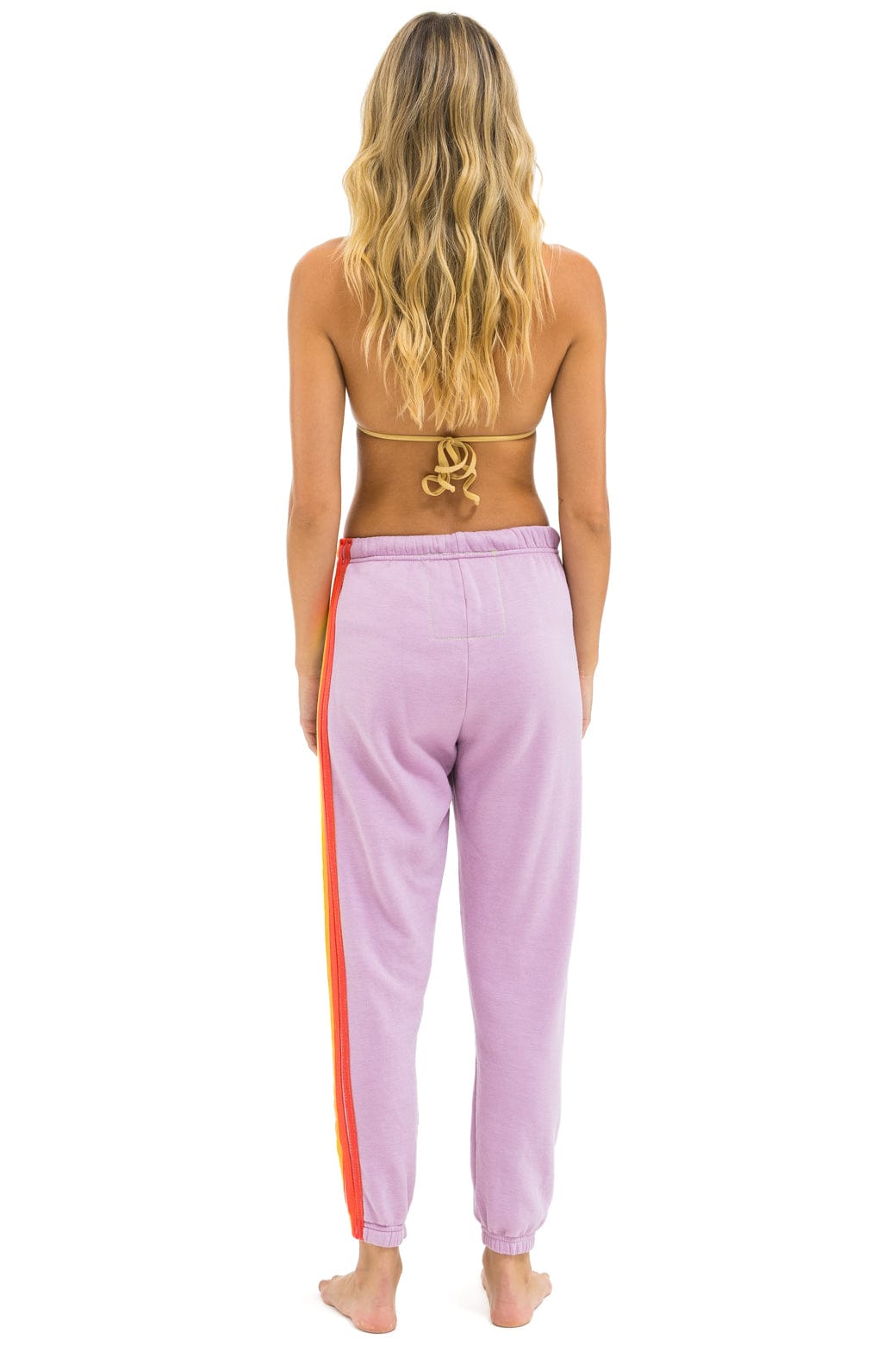 5 STRIPE SWEATPANTS - MAUVE // WHITE NEON - Image 3