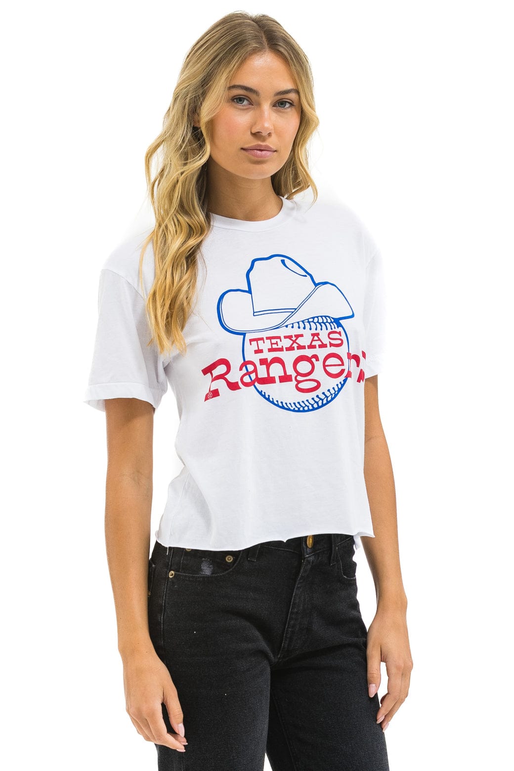 TEXAS RANGERS BOLT WOMEN'S BOYFRIEND TEE - WHITE - Image 3