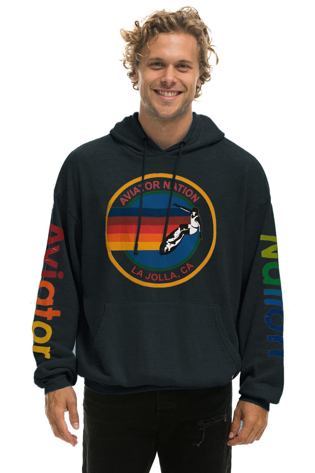 AVIATOR NATION LA JOLLA RELAXED PULLOVER HOODIE - CHARCOAL - Image 2