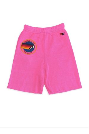 AVIATOR NATION MALIBU KIDS SWEATSHORTS - NEON PINK