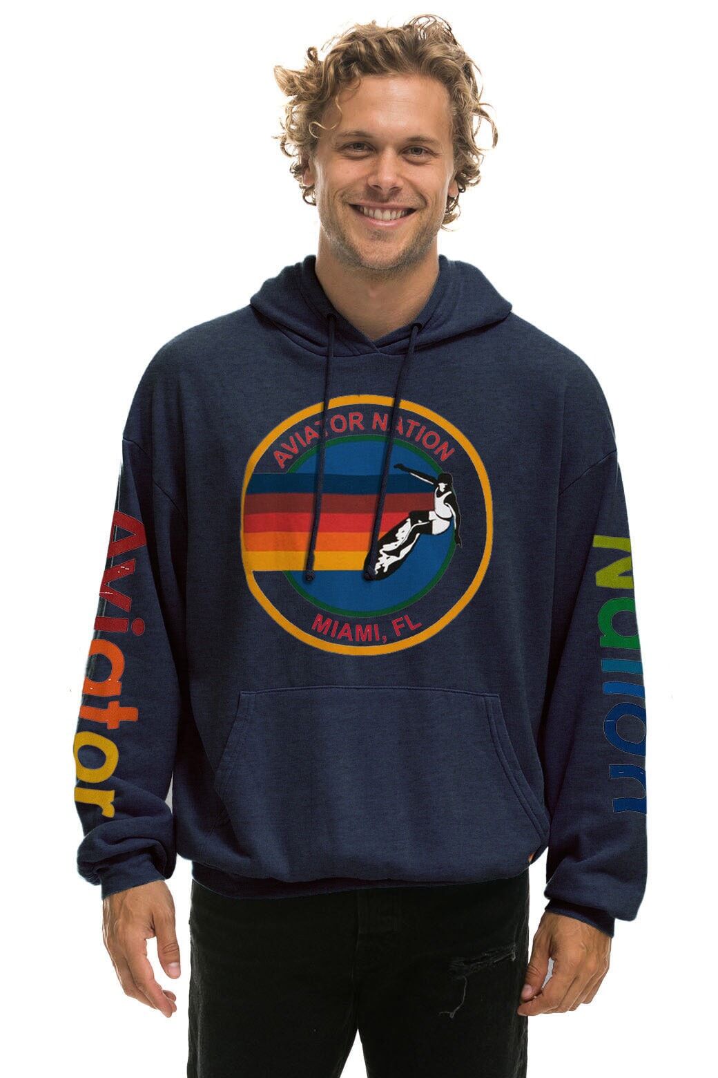 AVIATOR NATION MIAMI RELAXED PULLOVER HOODIE - NAVY - Image 2