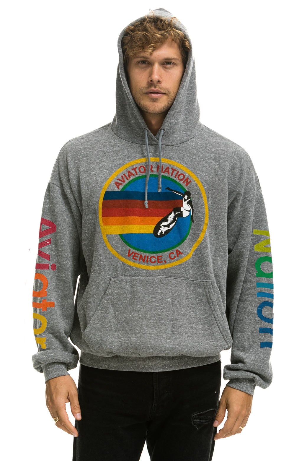 AVIATOR NATION RELAXED PULLOVER HOODIE - HEATHER GREY - Image 2