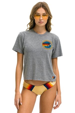 AVIATOR NATION SMALL LOGO BOYFRIEND TEE - HEATHER GREY