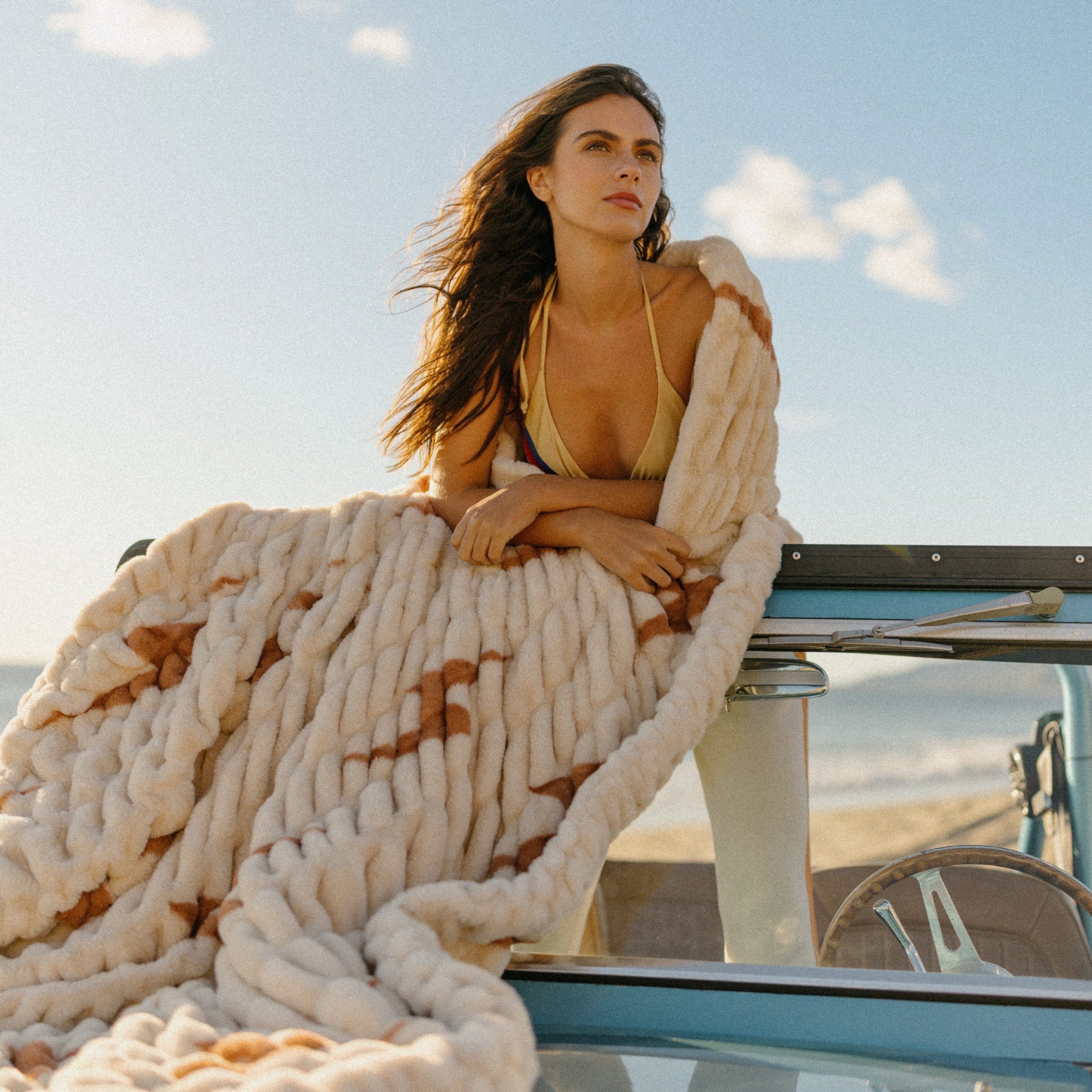 Aviator Nation x Lola Blanket - Beige // Copper Bolt - Image 6