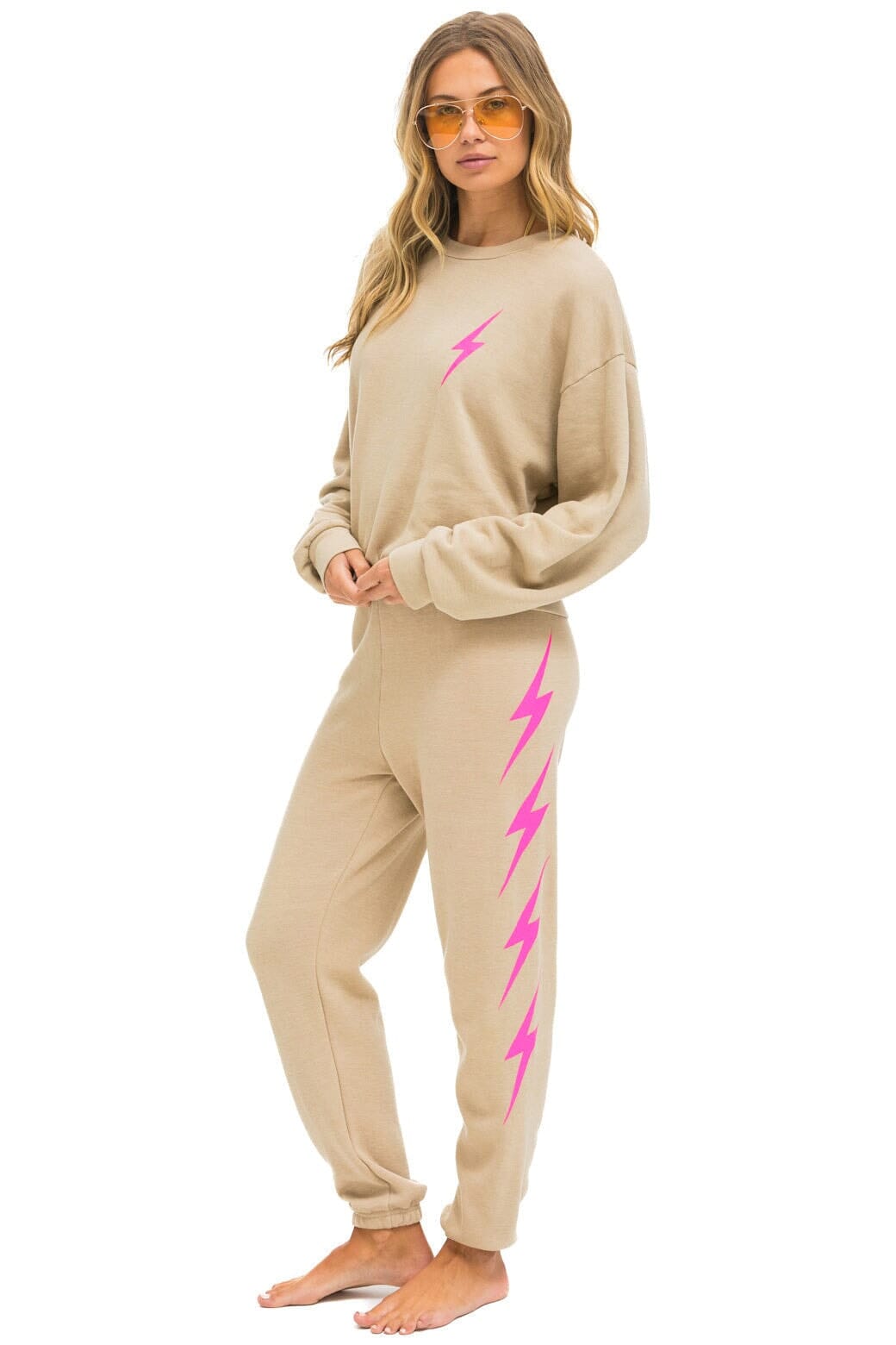 BOLT 4 SWEATPANTS - SAND // NEON PINK - Image 3