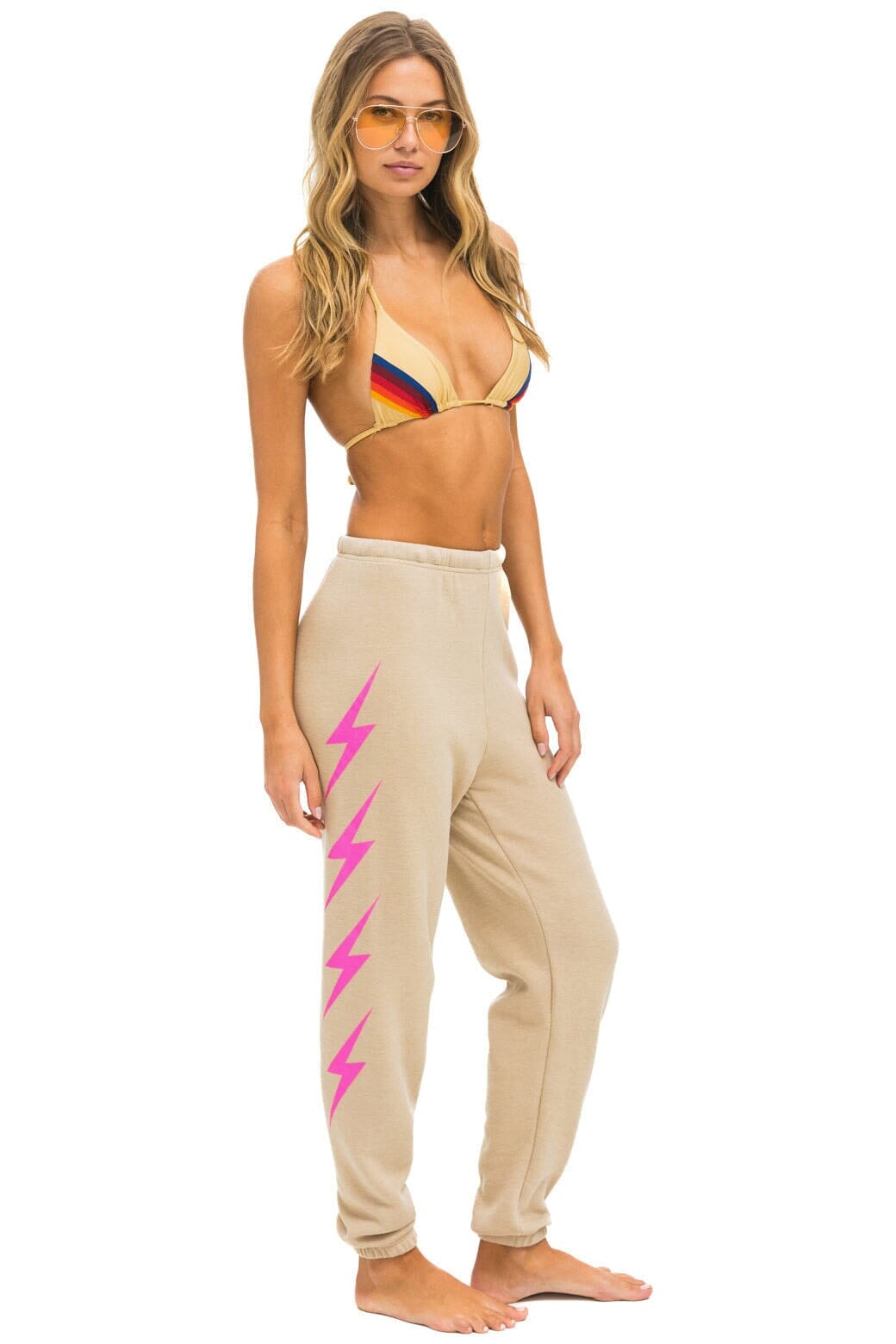 BOLT 4 SWEATPANTS - SAND // NEON PINK - Image 2