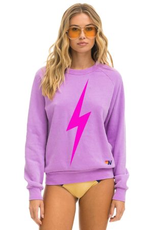 BOLT CREW SWEATSHIRT - NEON PURPLE // NEON PINK