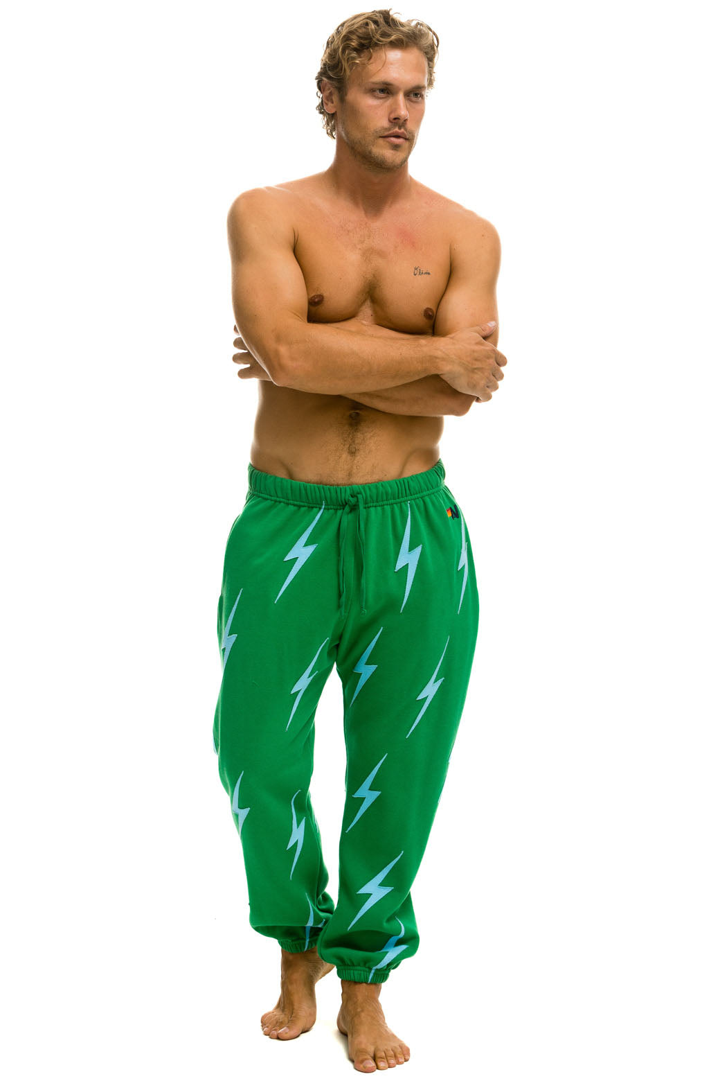 BOLT STITCH REPEAT SWEATPANTS - KELLY GREEN // BLUE - Image 5