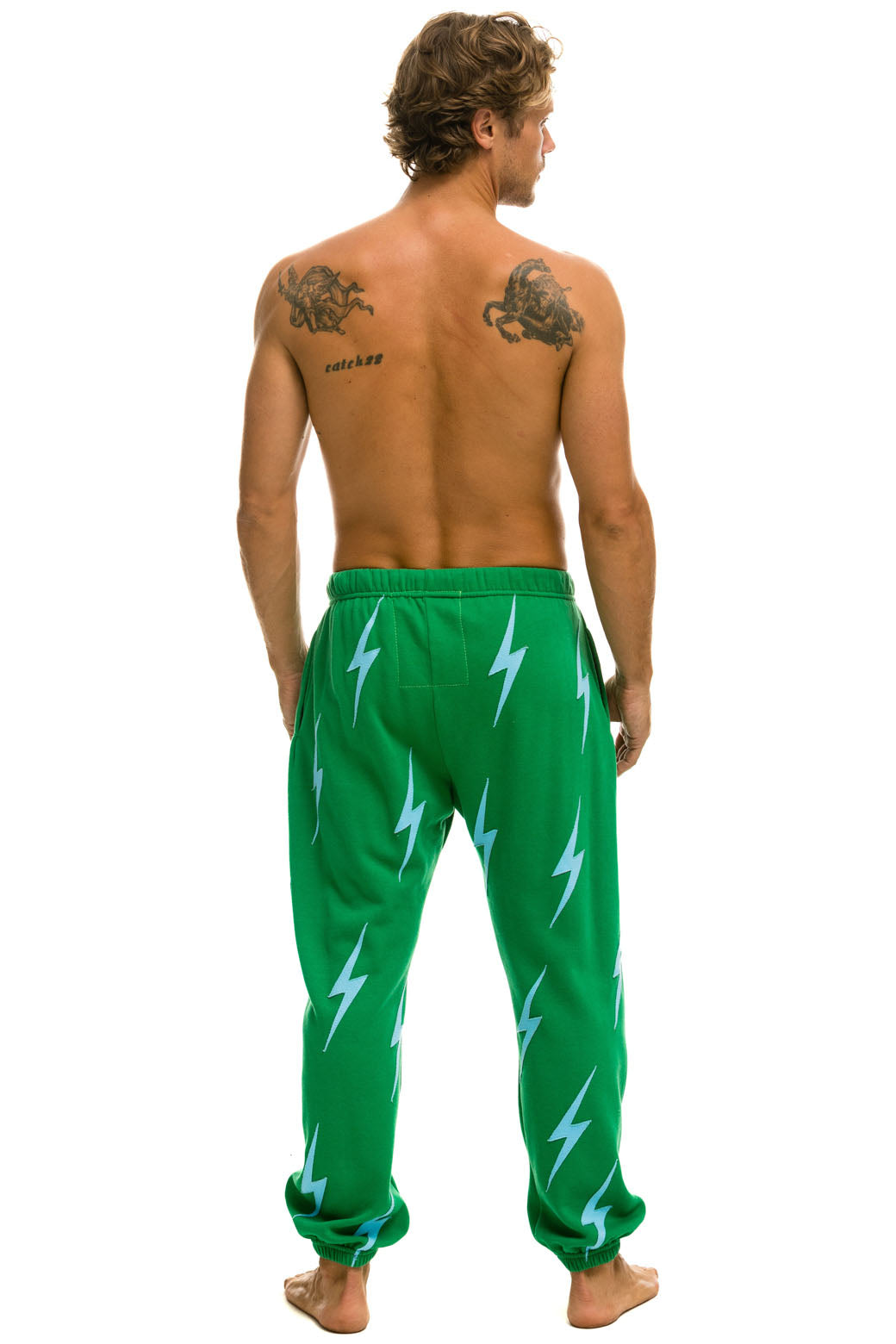 BOLT STITCH REPEAT SWEATPANTS - KELLY GREEN // BLUE - Image 4