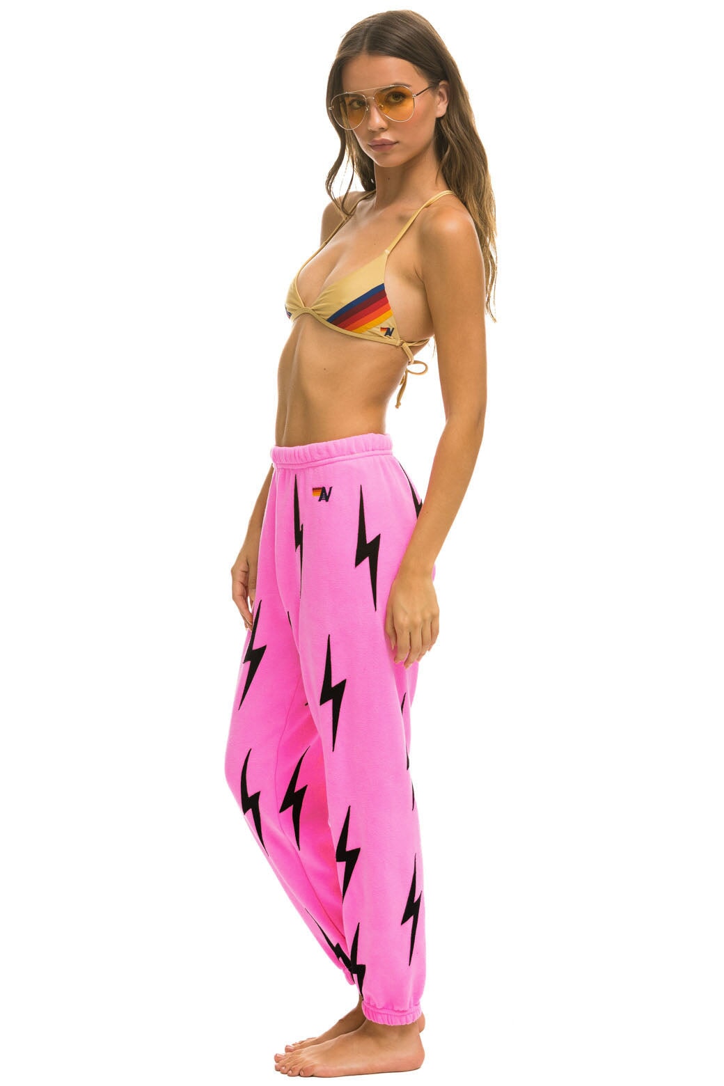 BOLT STITCH REPEAT SWEATPANTS - NEON PINK // BLACK - Image 2