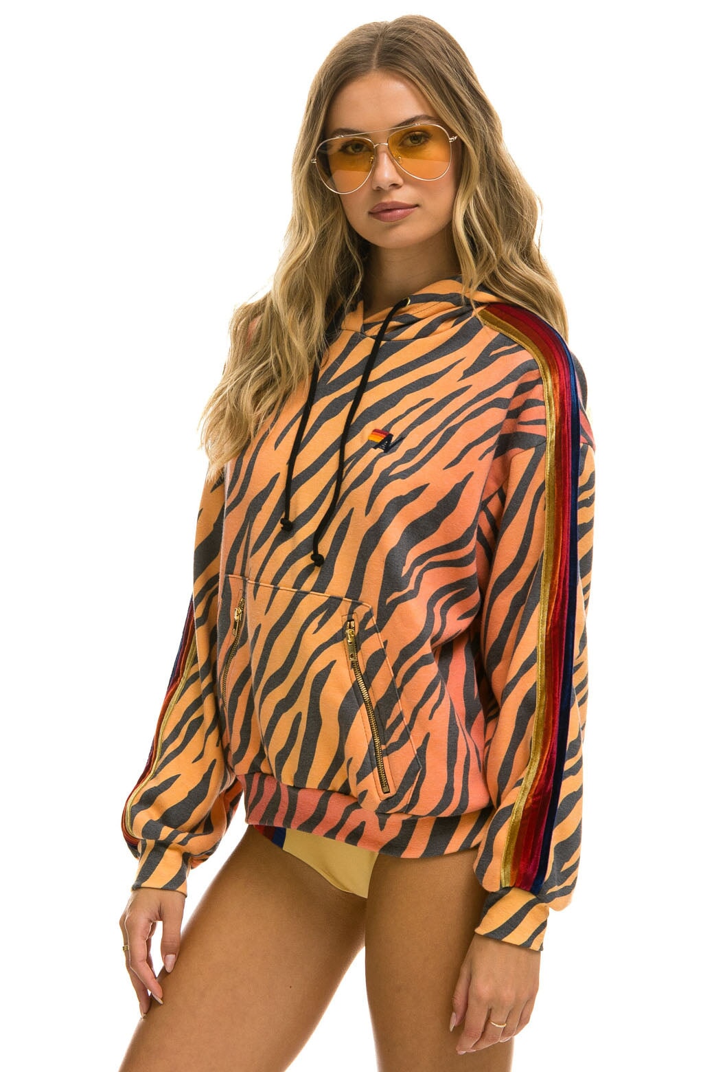 CLASSIC RELAXED PULLOVER HOODIE WITH ZIPPER POCKETS - TIGER - Image 3
