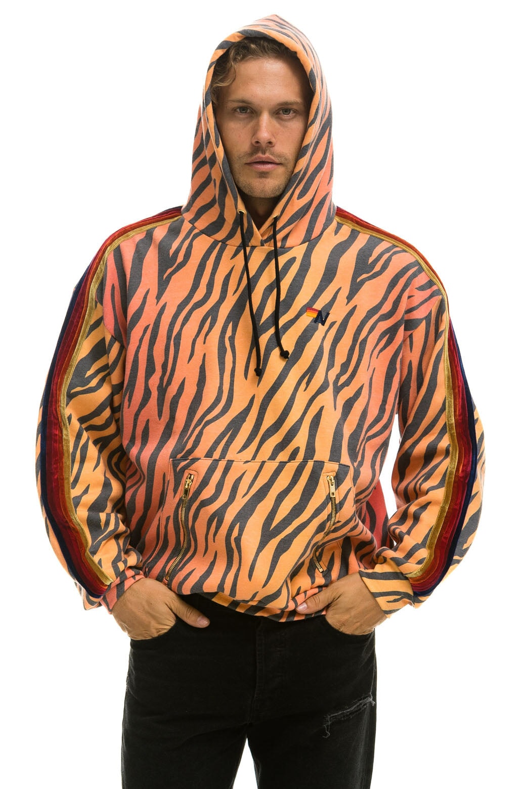 CLASSIC RELAXED PULLOVER HOODIE WITH ZIPPER POCKETS - TIGER - Image 8
