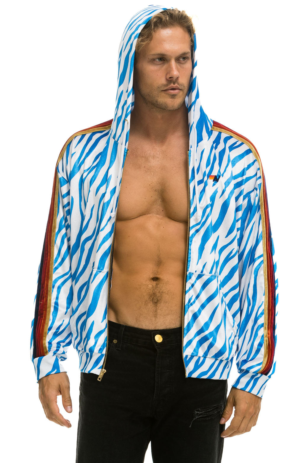 CLASSIC VELVET RELAXED ZIP HOODIE - BLUE TIGER - Image 8