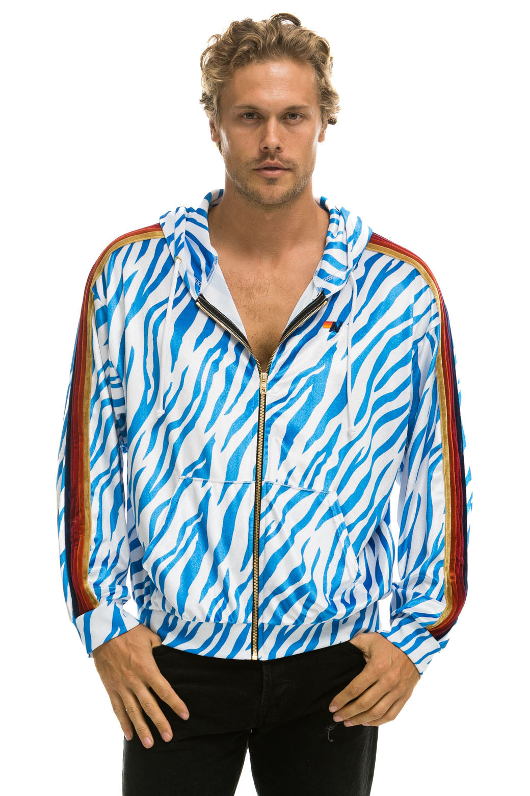 CLASSIC VELVET RELAXED ZIP HOODIE - BLUE TIGER - Image 2