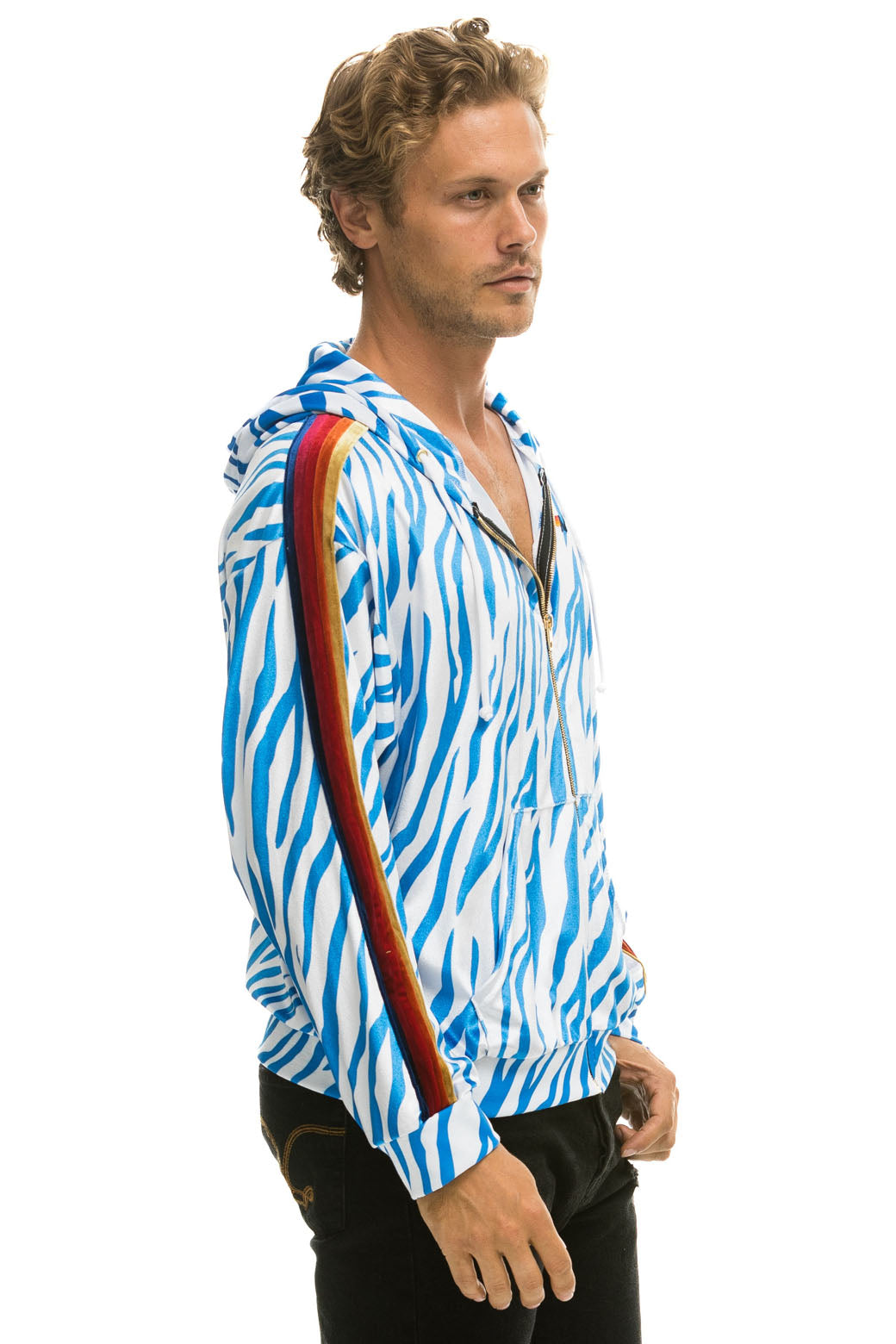 CLASSIC VELVET RELAXED ZIP HOODIE - BLUE TIGER - Image 6