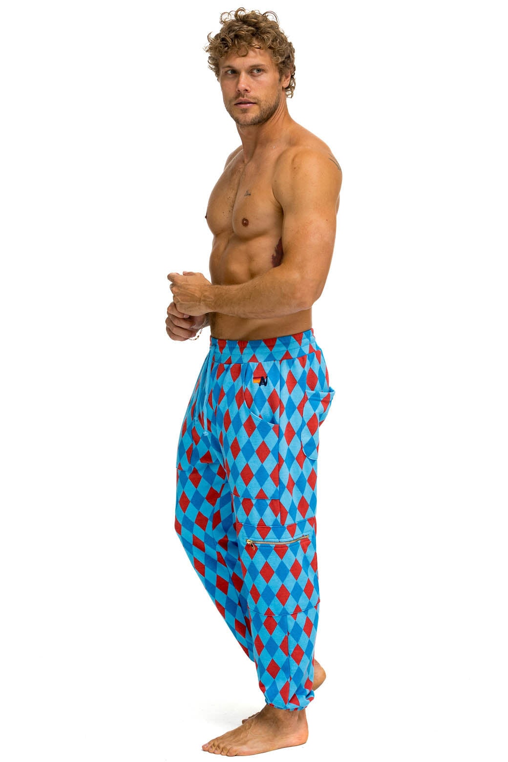 DIAMOND REPEAT SMILEY 2 EMBROIDERY SWEATPANTS - SKY - Image 3