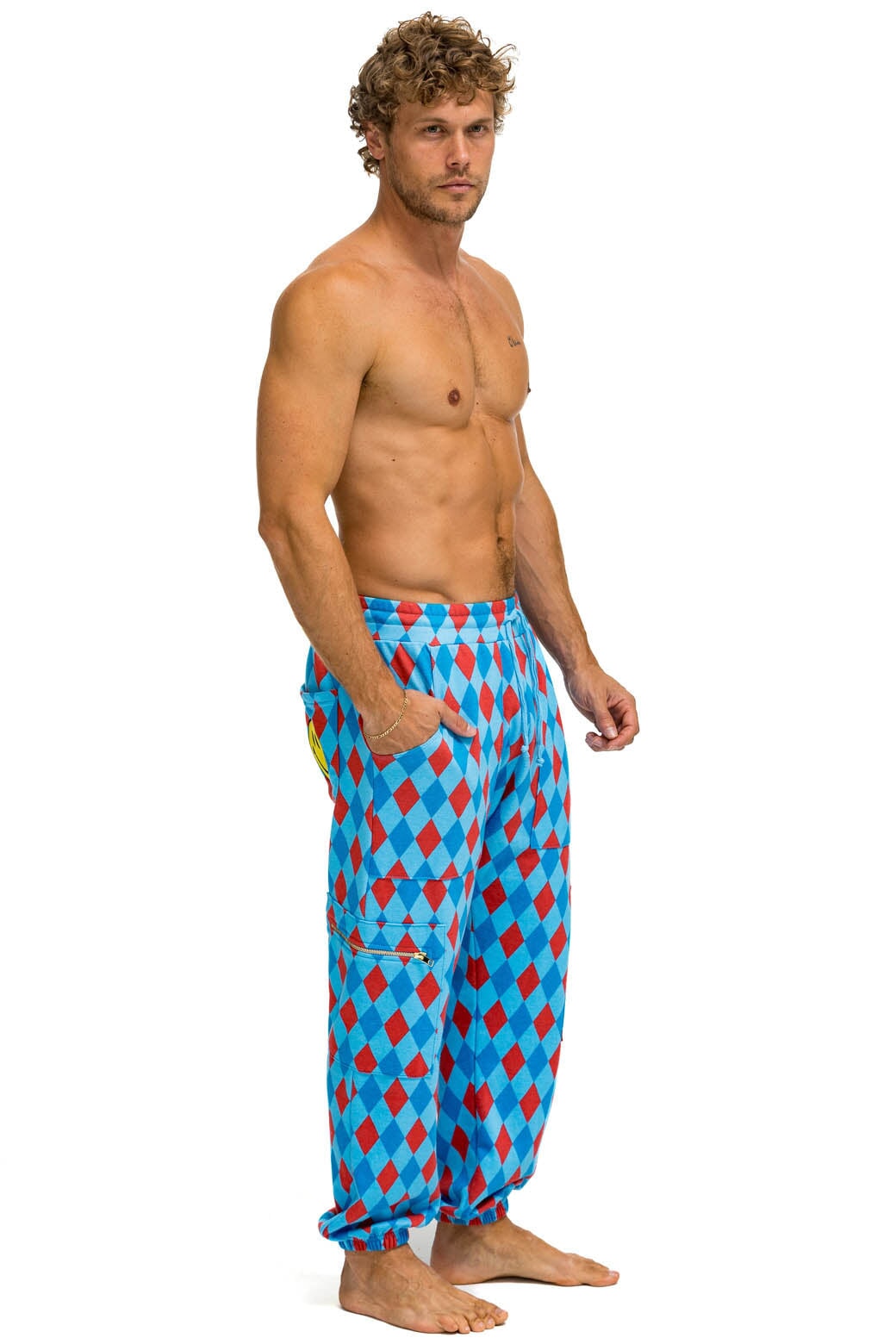 DIAMOND REPEAT SMILEY 2 EMBROIDERY SWEATPANTS - SKY - Image 4