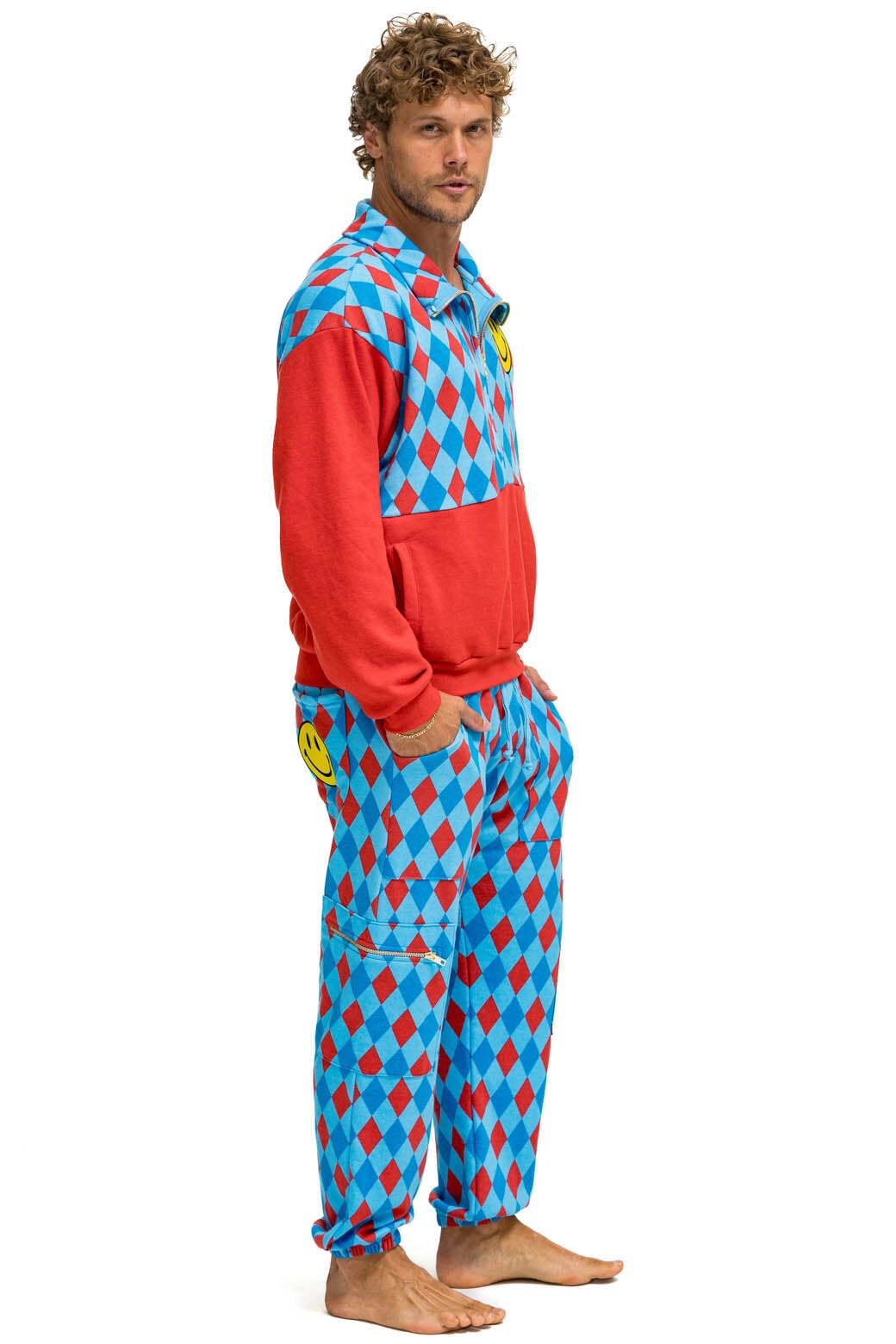 DIAMOND REPEAT SMILEY 2 EMBROIDERY SWEATPANTS - SKY - Image 6