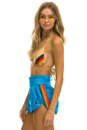 HIGH RISE 5 STRIPE NYLON JOGGER SHORT - BLUE CINA