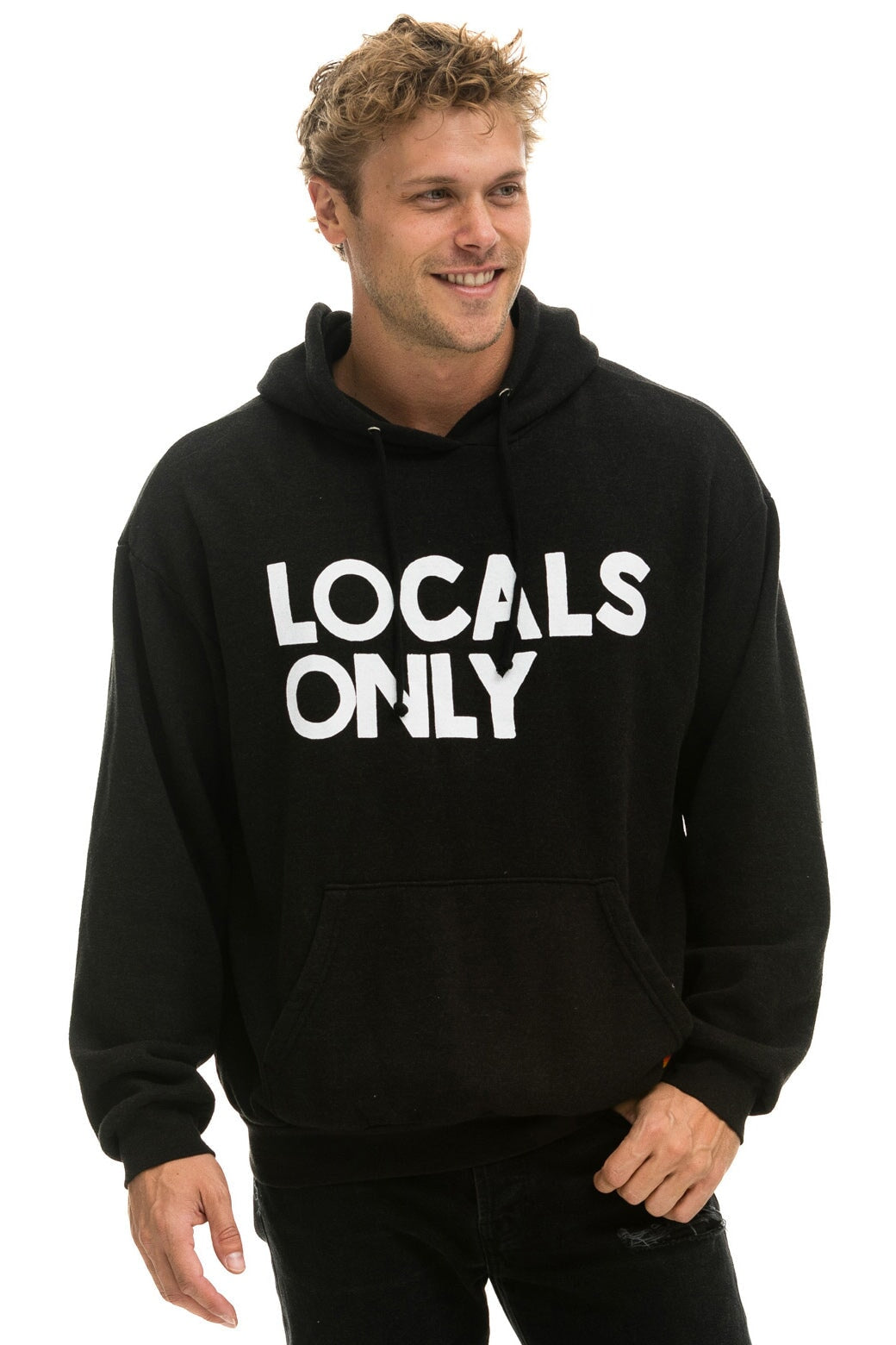 LOCALS ONLY RELAXED PULLOVER HOODIE - BLACK - Image 4