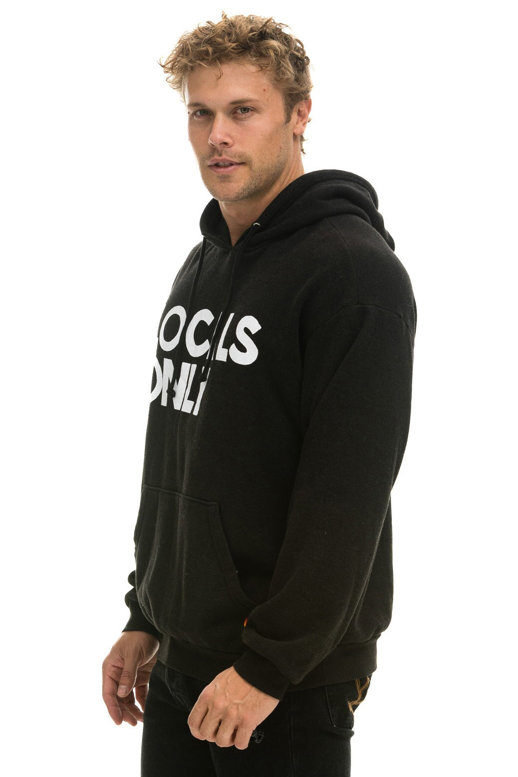 LOCALS ONLY RELAXED PULLOVER HOODIE - BLACK - Image 8