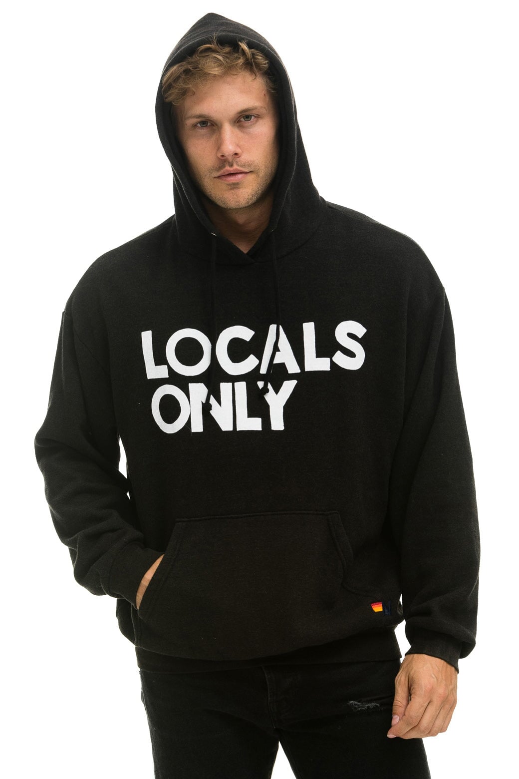 LOCALS ONLY RELAXED PULLOVER HOODIE - BLACK - Image 2