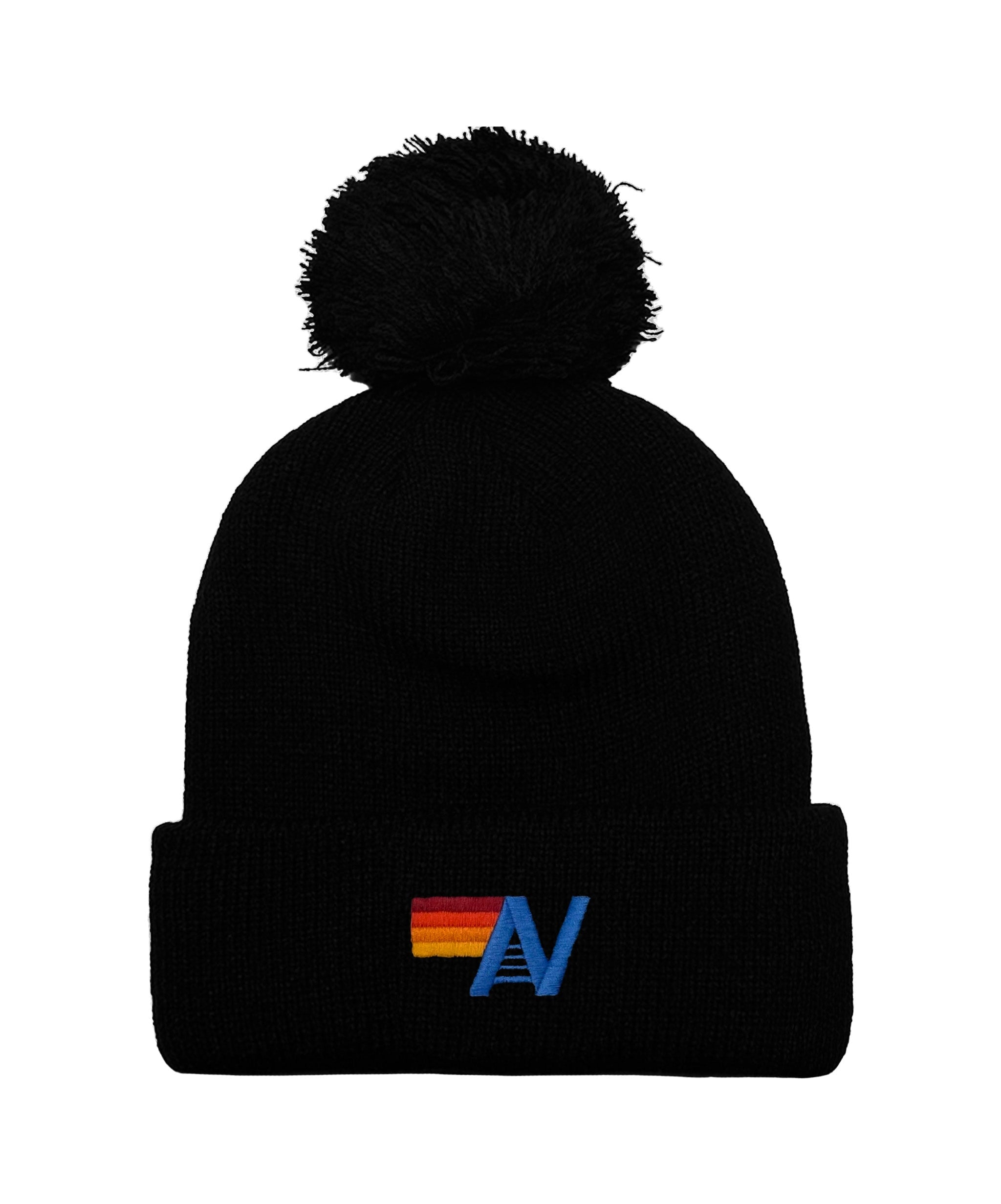 LOGO POM RIB BEANIE - BLACK