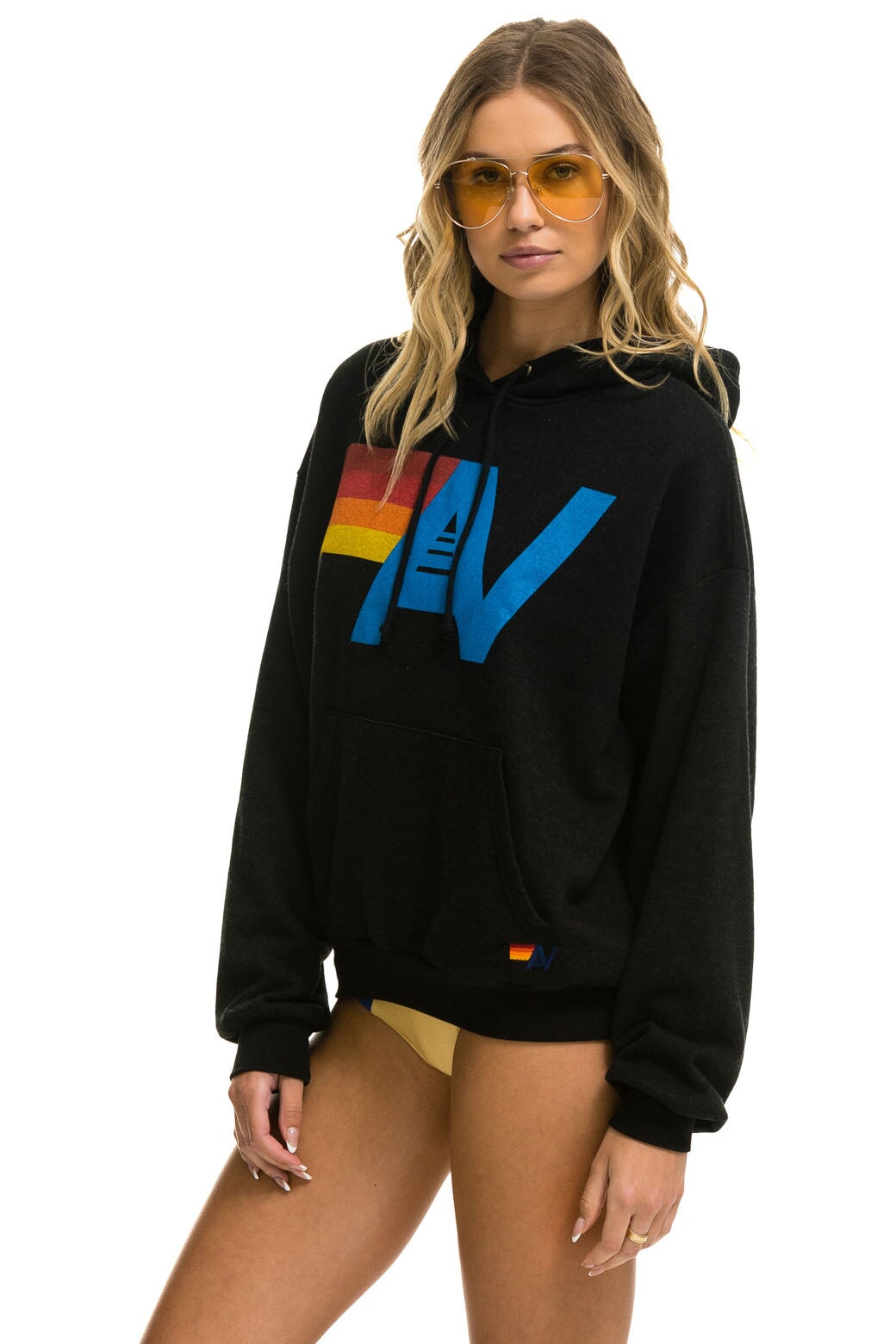 LOGO PULLOVER RELAXED HOODIE - BLACK - Image 3