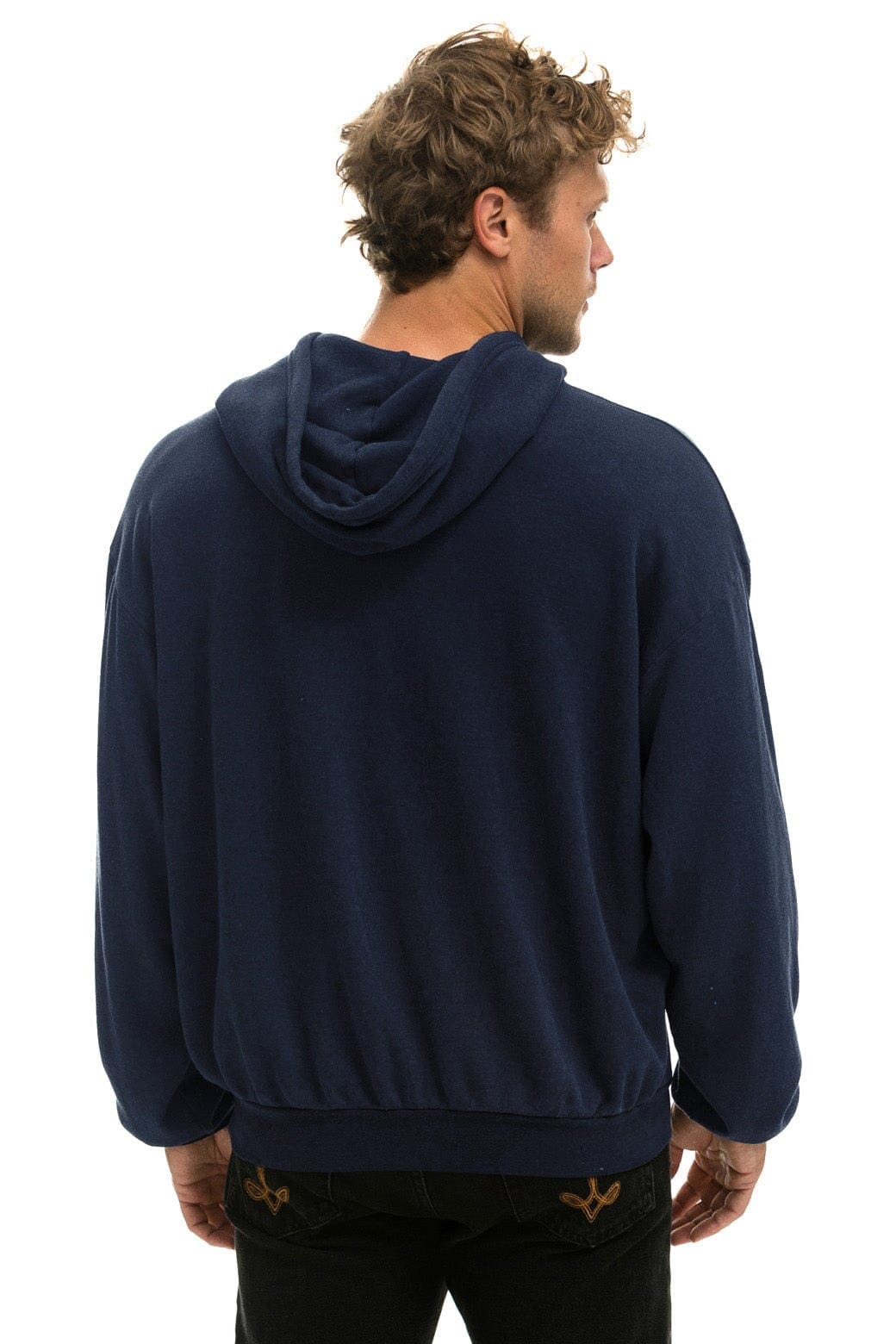 LOGO PULLOVER RELAXED HOODIE - NAVY - Image 4