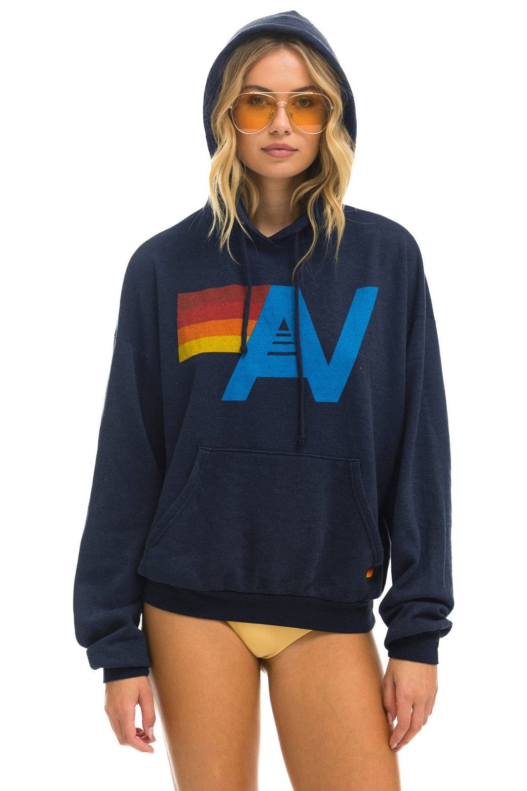 LOGO PULLOVER RELAXED HOODIE - NAVY