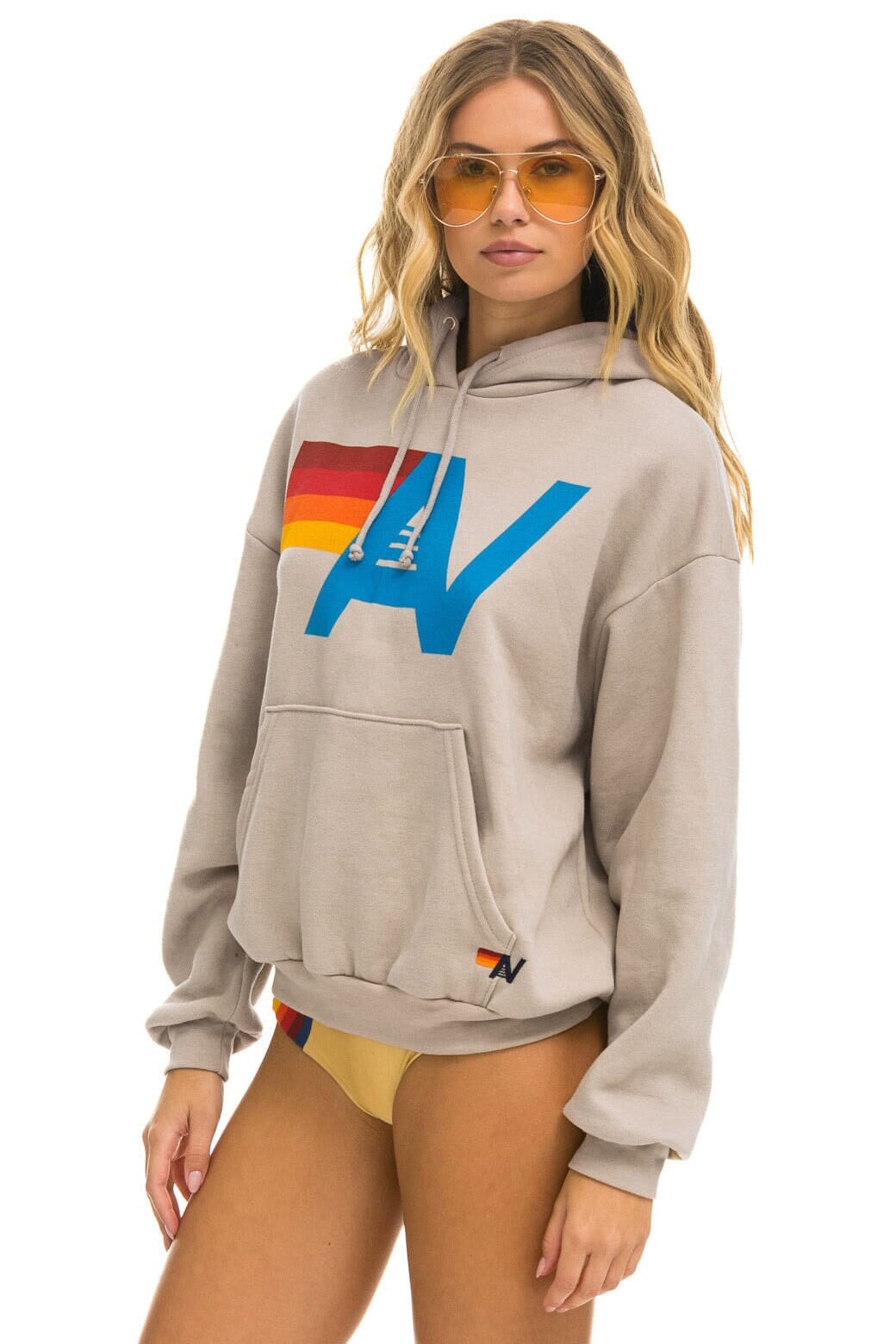 LOGO PULLOVER RELAXED HOODIE - SAND - Image 3