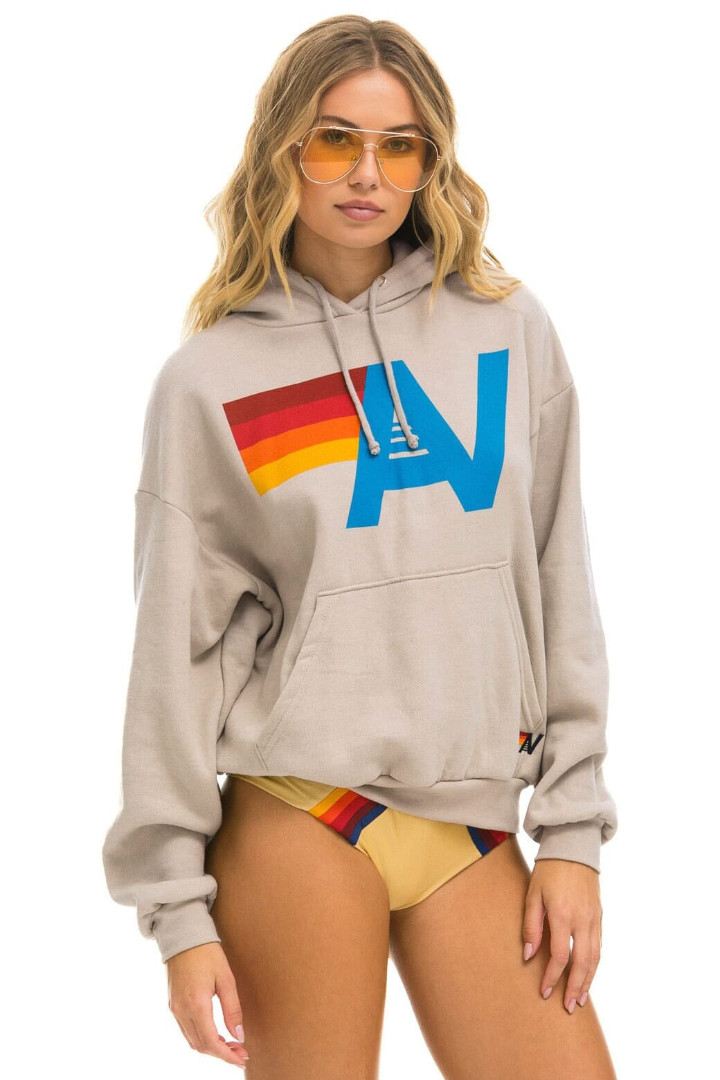LOGO PULLOVER RELAXED HOODIE - SAND - Image 4