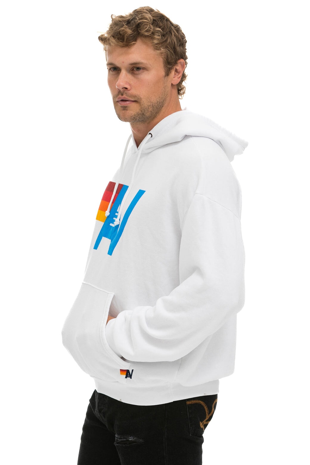LOGO PULLOVER RELAXED HOODIE - WHITE - Image 5