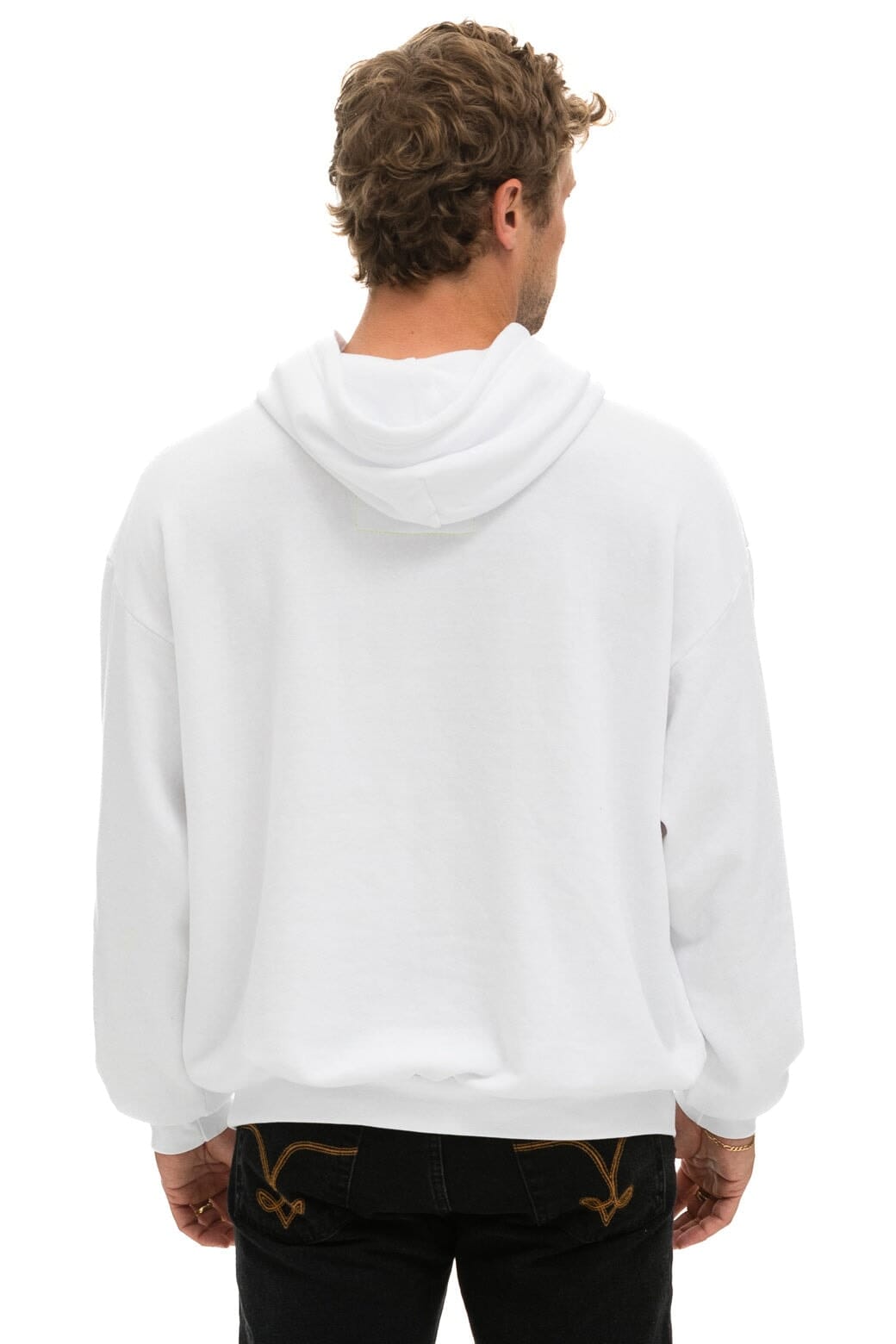 LOGO STITCH PULLOVER RELAXED HOODIE - WHITE - Image 8