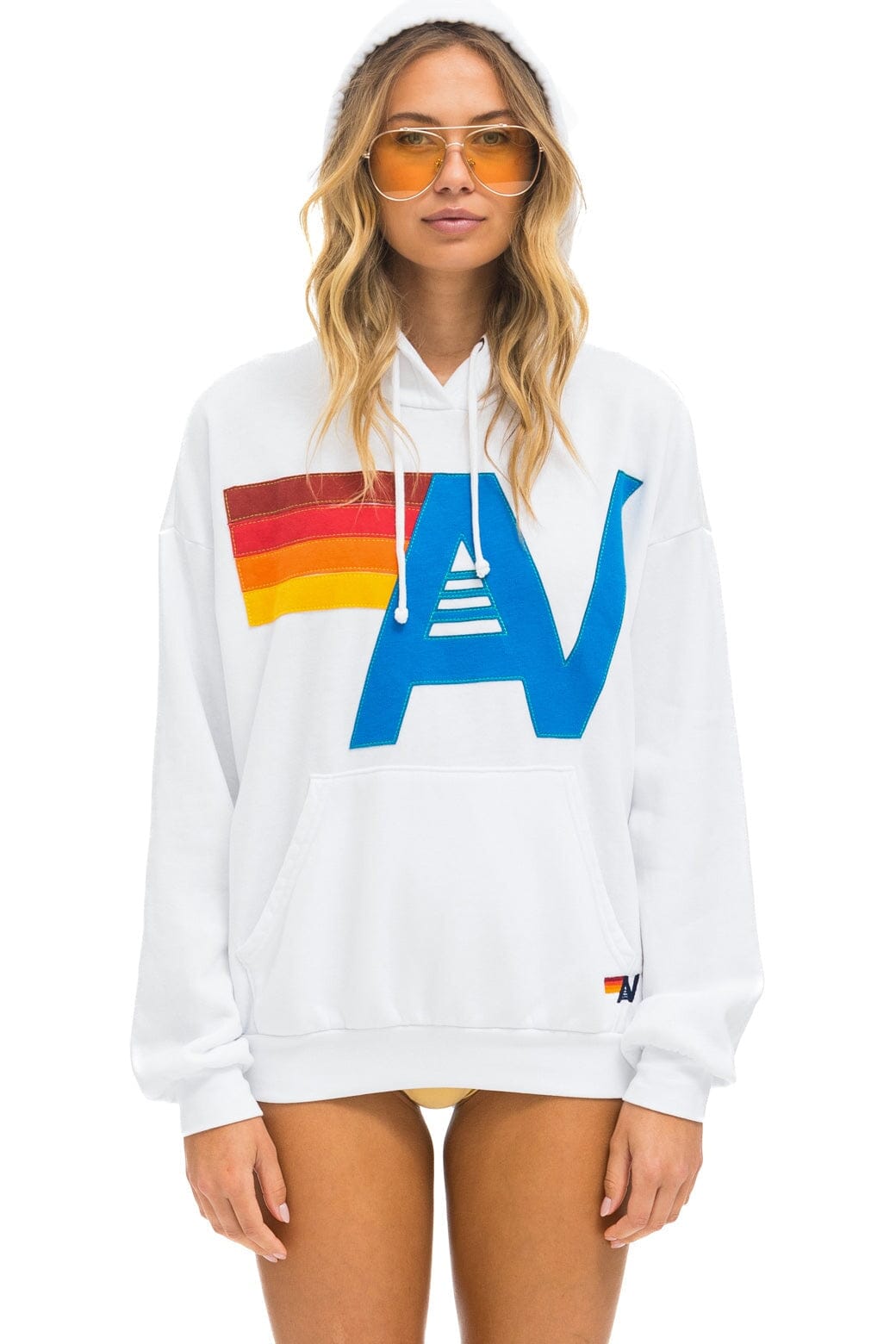 LOGO STITCH PULLOVER RELAXED HOODIE - WHITE - Image 9