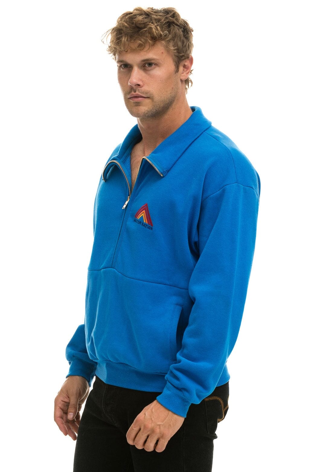 MOUNTAIN EMBROIDERY HALF ZIP SWEATSHIRT - OCEAN - Image 4