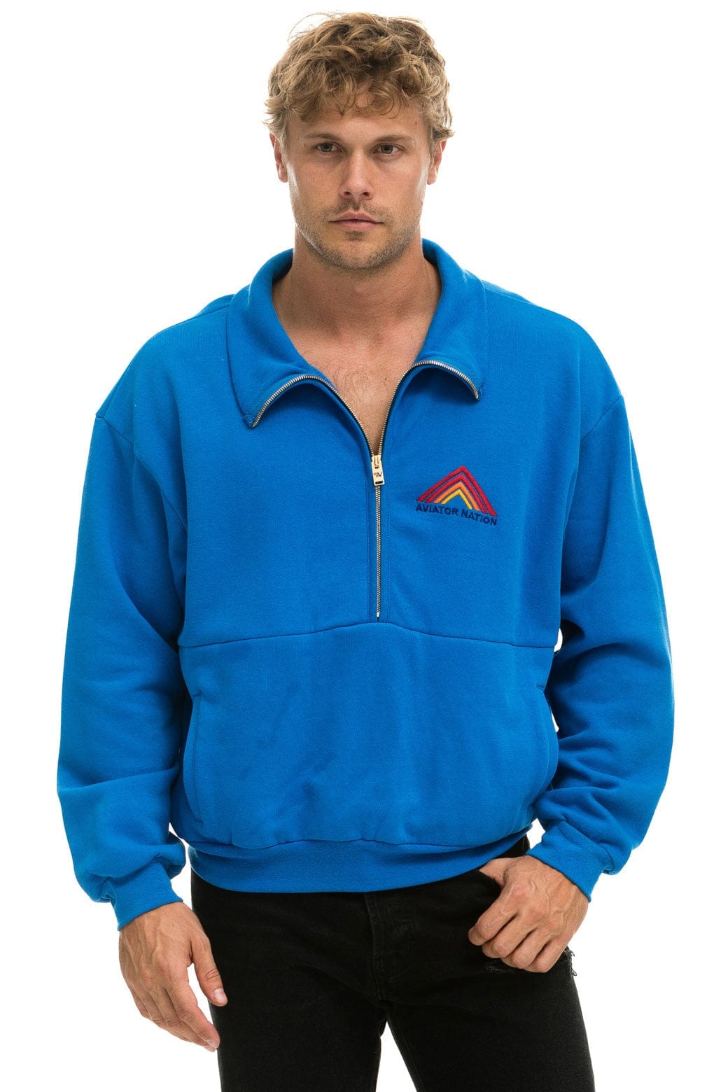 MOUNTAIN EMBROIDERY HALF ZIP SWEATSHIRT - OCEAN - Image 2